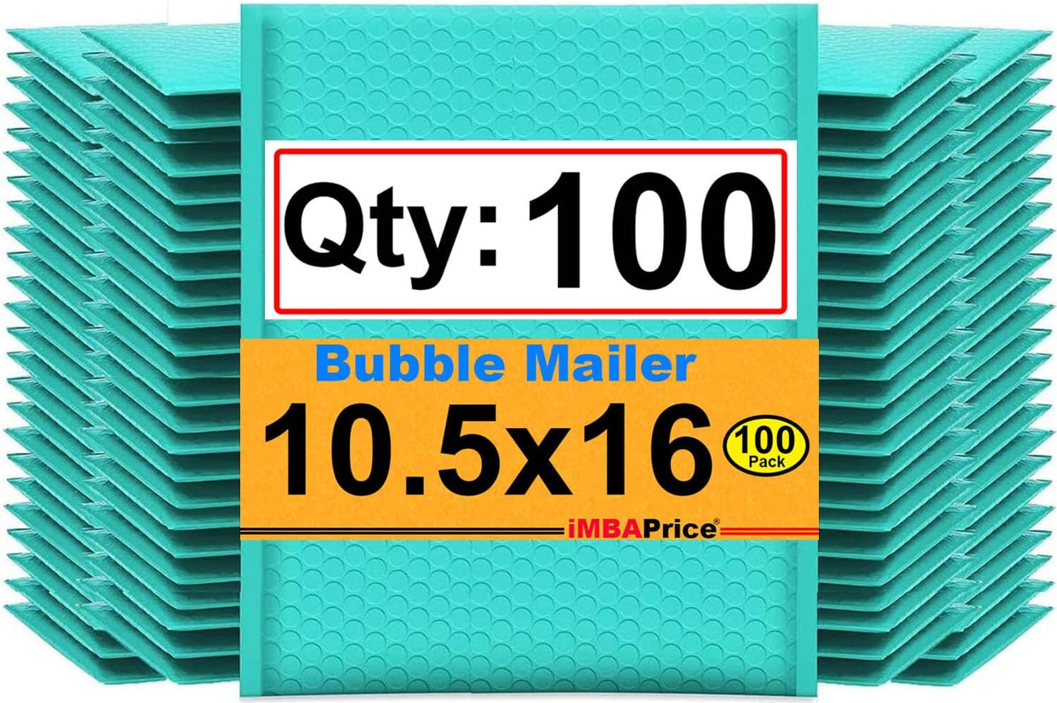 iMBAPrice 10.5x16 Inches Teal Color Polybubble Bag, 100-Pack Large Size #5 Self Seal Poly Bubble Mailers Padded Packing Envelopes (Total 100 Bags)