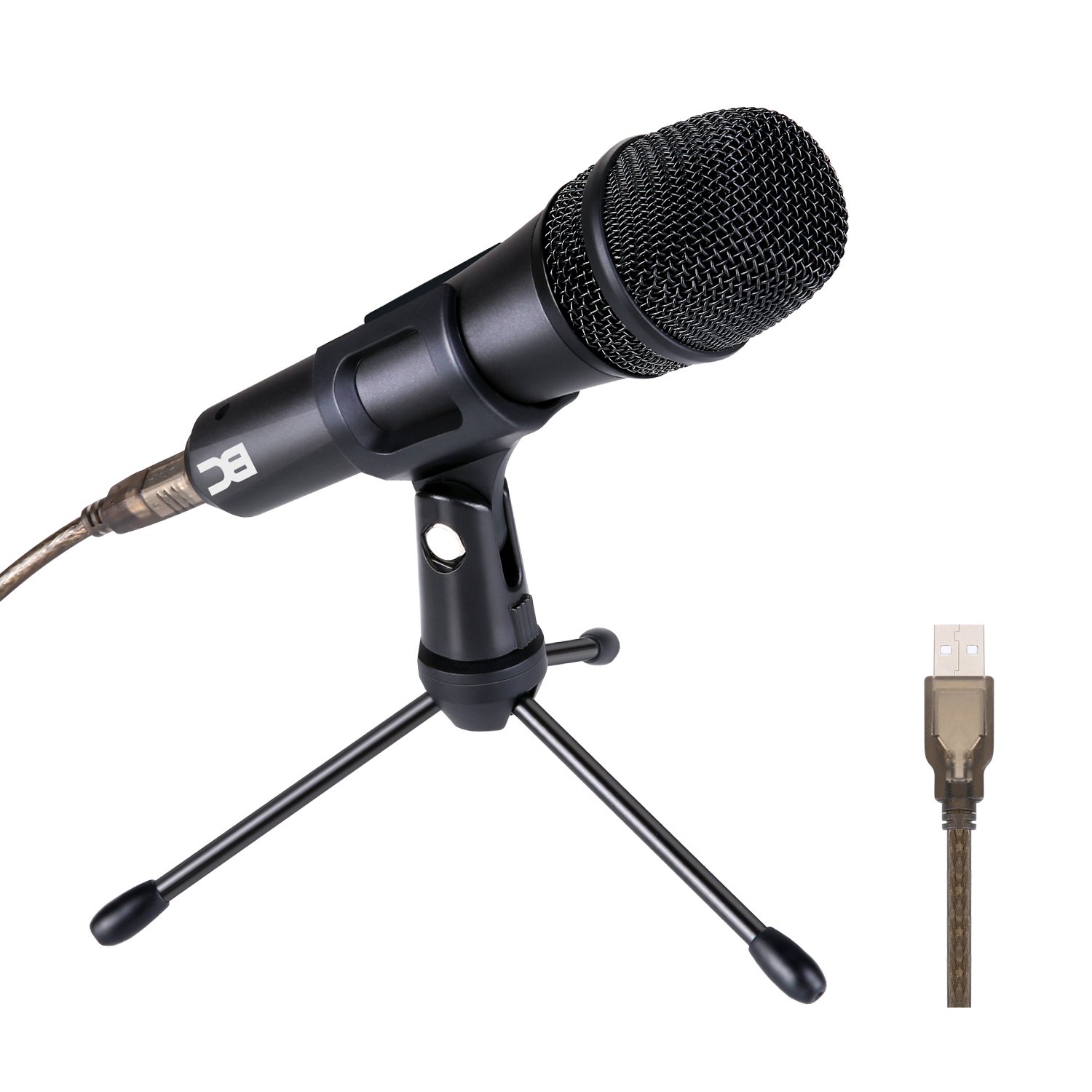 Microfono USB Dinamico Cardioide Metallico Registrazione Professionale con Treppiede per PC Mac Studio Gaming Canto Youtube Windows - Nero (DM35U)