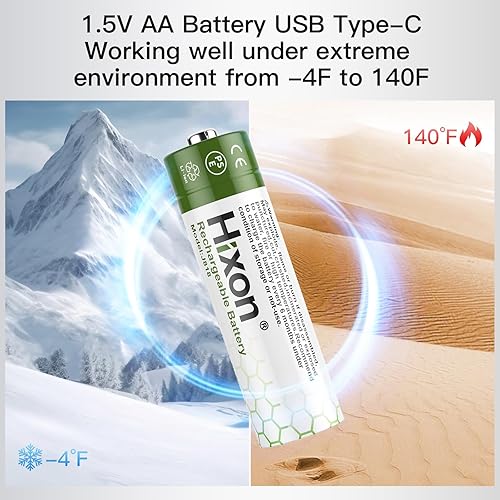 Miniatura 7 de Hixon Baterías de litio recargables USB de 1.5 V, tamaño AA, batería recargable doble AA de 3000 mWh, carga 1.5 horas, más de 1000 ciclos, cable de