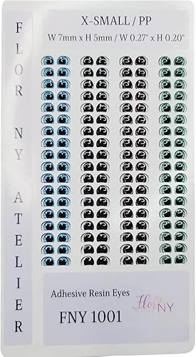 Miniatura 5 de FNY 1001-72 pares de tarjetas adhesivas de resina para ojos, XSPP con 0.27 x 0.20 pulgadas de alto, para uso con arcilla seca al aire de porcelana