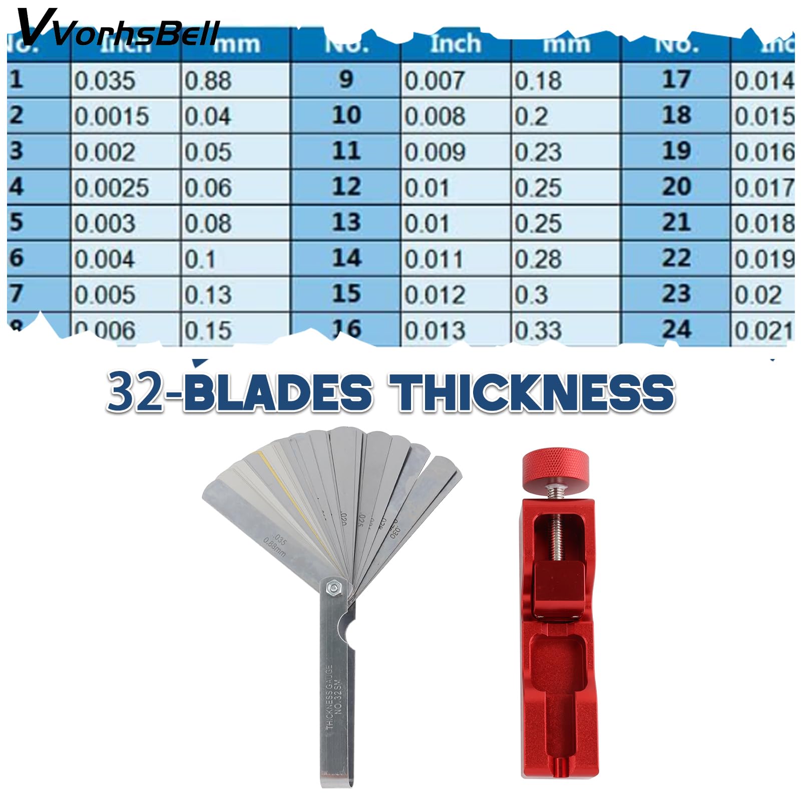 Strumento universale per candele di accensione, adatto per 10 mm, 12 mm, 14 mm, 16 mm, preciso 0,04-0,88 mm, strumento di impostazione per manutenzione auto e moto (rosso)
