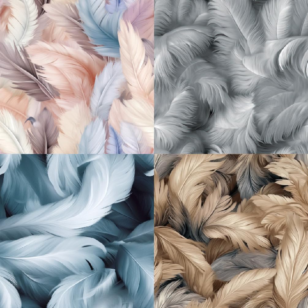 Papel para álbumes de recortes, Papel de 6" x 6", 24 hojas, cartulina de una sola cara, 12 diseños, papel decorativo for manualidades for hacer tarjetas de fondo de álbumes de fotos(Feather 48 Sheets)