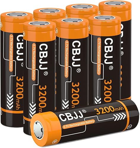 Batería recargable 18650 de 3.7 voltios 3200mAh 18650 batería plana superior 18650 3.7V batería para linterna, faro, (8 unidades, gris)