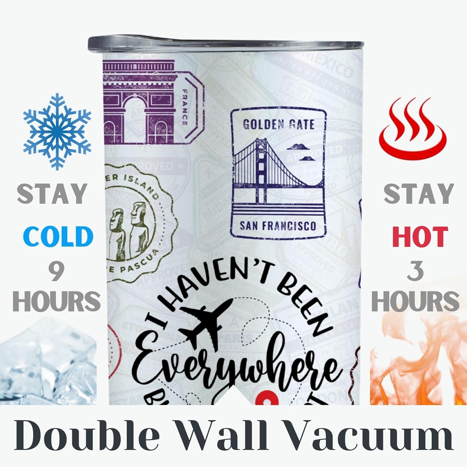 Onebttl Travel Gifts for Women Men, Stainless Steel 20OZ Tumbler with Lid and Straw for Christmas, Thanksgiving, Birthday - Print - Image 4