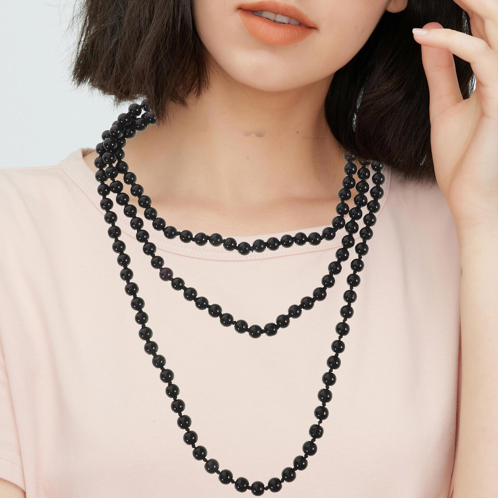 Abaodam 6 Pièces Collier Perles Faux Superposé Long Ras-cou Élégant pour Femmes Accessoires Bijoux Mariage et Fêtes Chaînes Mode Vintage Polyvalentes