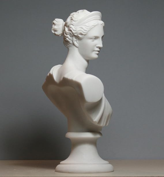 Greek Bust of Artemis Diana Goddess Art Statue Alabaster Sculpture 5.91 inches