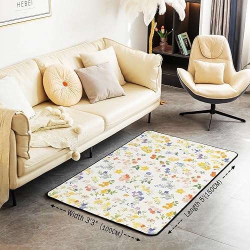 Miniatura 3 de Feelyou Alfombra decorativa con flores de los años 70 y 80, 5 x 7 pulgadas, para niños, niñas, adolescentes, jardín, flores, sala de estar, alfombra