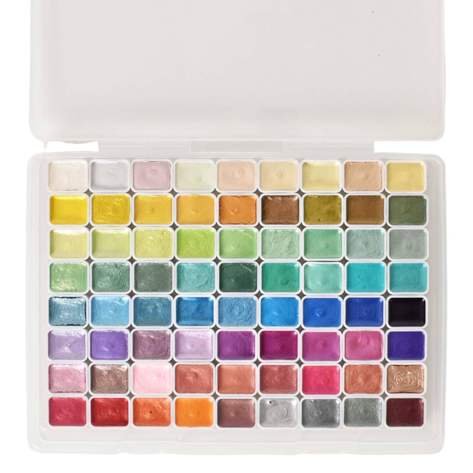 Metallic Watercolour Paint Set, Meta-llic Watercolour Paints, Watercolour Watercolour Set, Watercolours Solid Glitter Watercolours, Soluble and Mixable for Artists, Masters, Beginners (72 Colours)