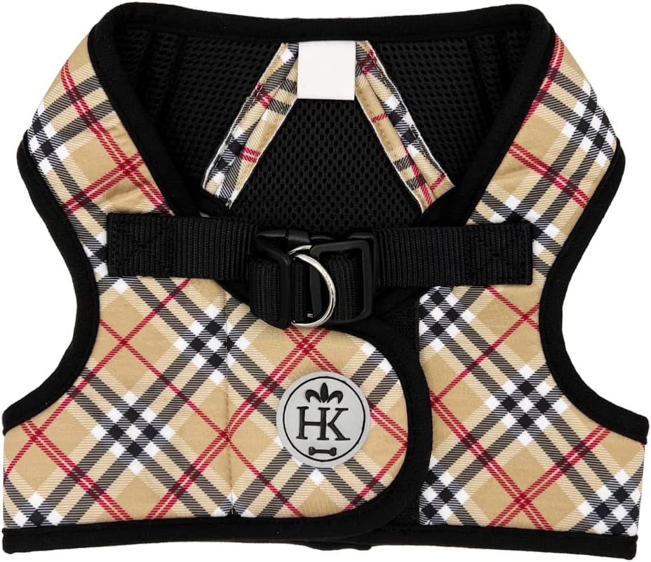 Huxley & Kent Hudson Walking & Training Harness - High Street Plaid (Medium, 15-22lbs) - Easy Control Step-in Mesh Vest Harness with Reflective Strips for Safety - H&K