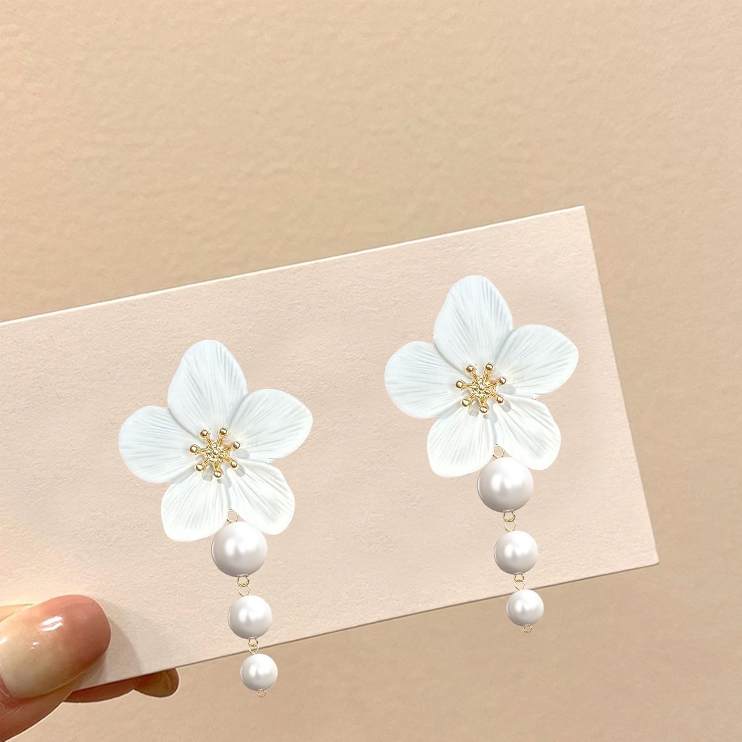 GBAHFY Pearl Petal Floral Earring For Women Statement Flower Dangle Earrings Trendy Jewelry - Image 7