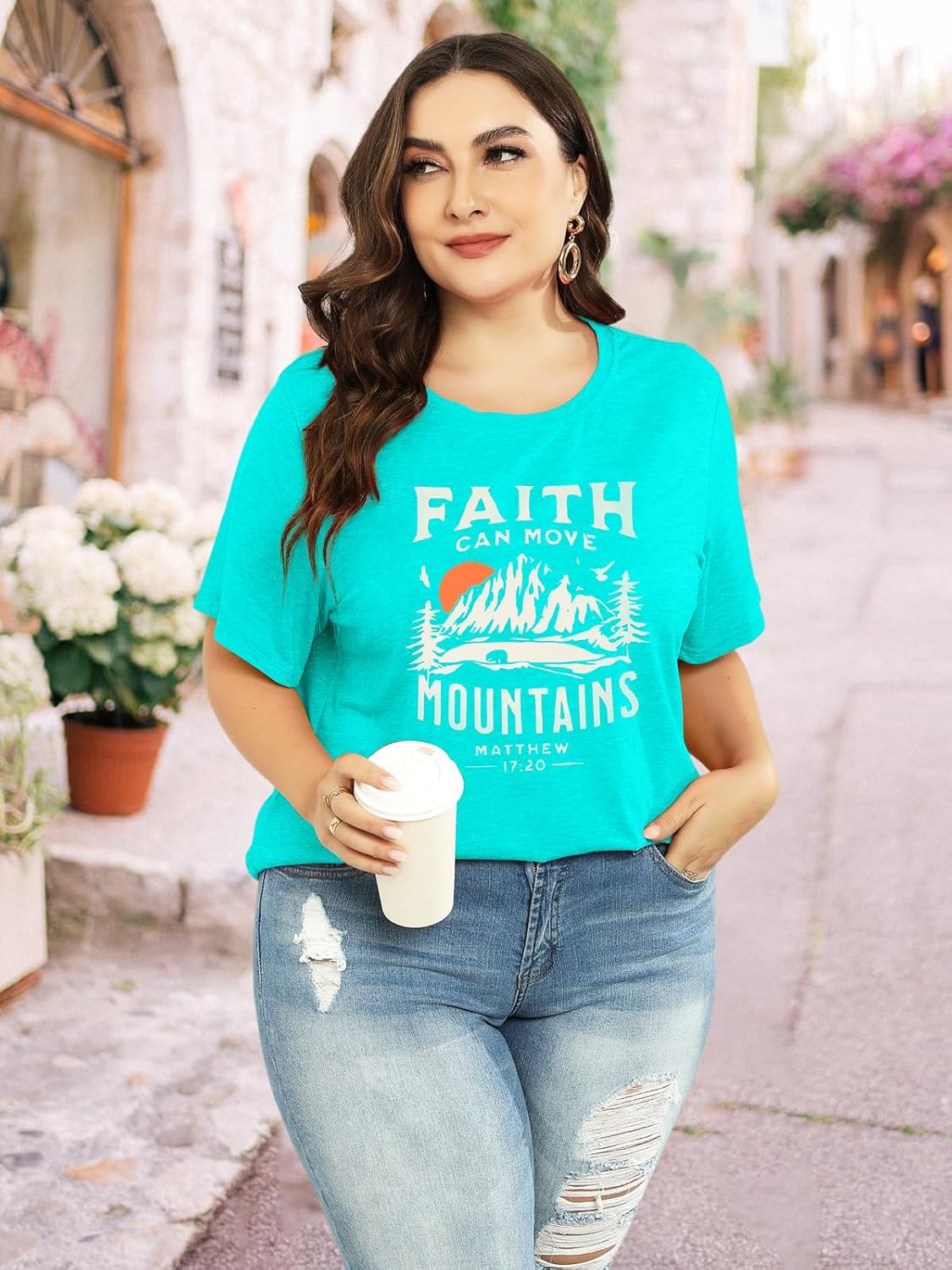 HDLTE Plus Size Womens Country Shirts Funny Western Graphic Tees Short Sleeve Flower Tops Blouses Casual Summer T-Shirt - Image 3