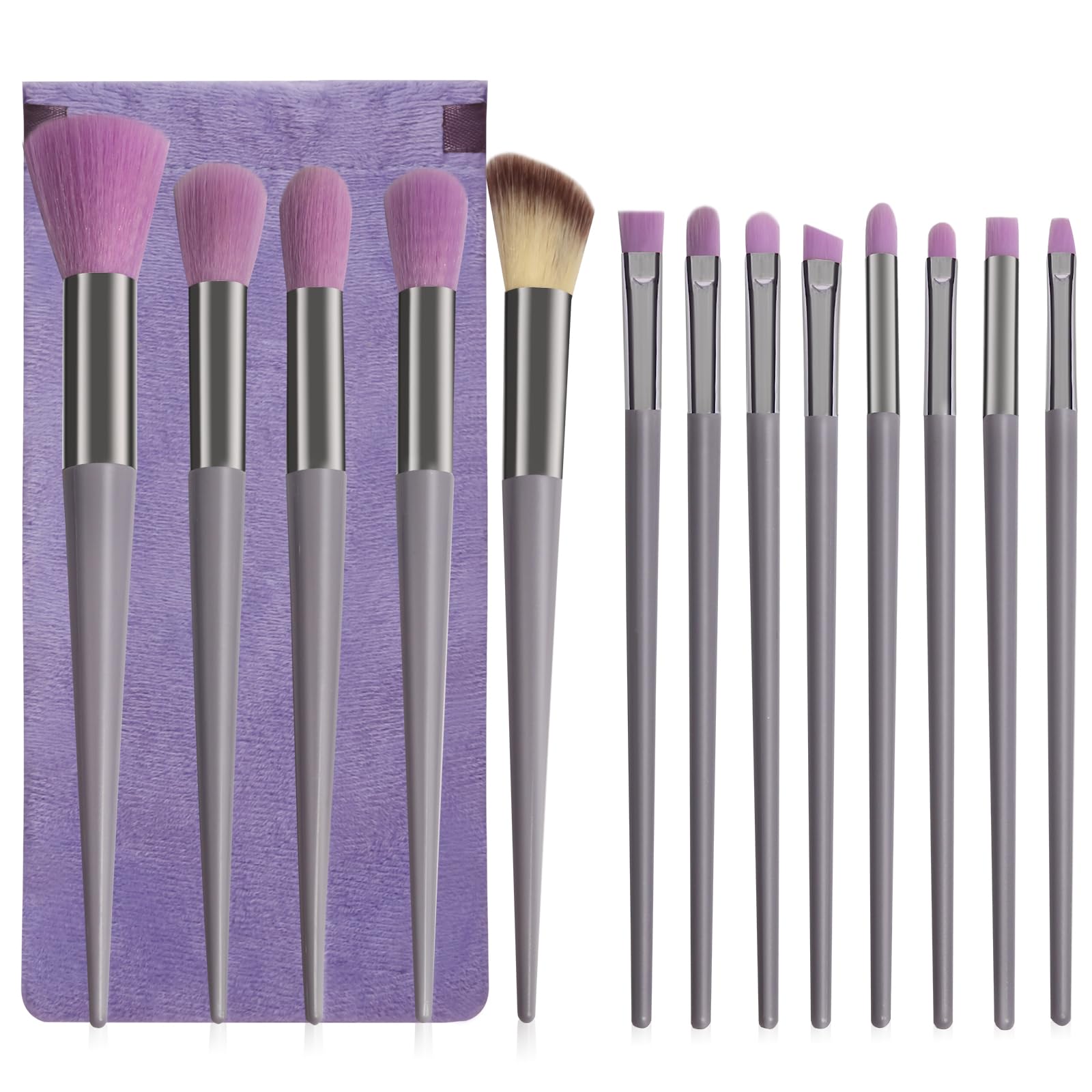 Juego de 13 brochas de maquillaje, base, corrector, sombra de ojos, rubor, resaltador, cejas, brochas de maquillaje, brochas de maquillaje de viaje con bolsa de tela para principiantes y artistas de