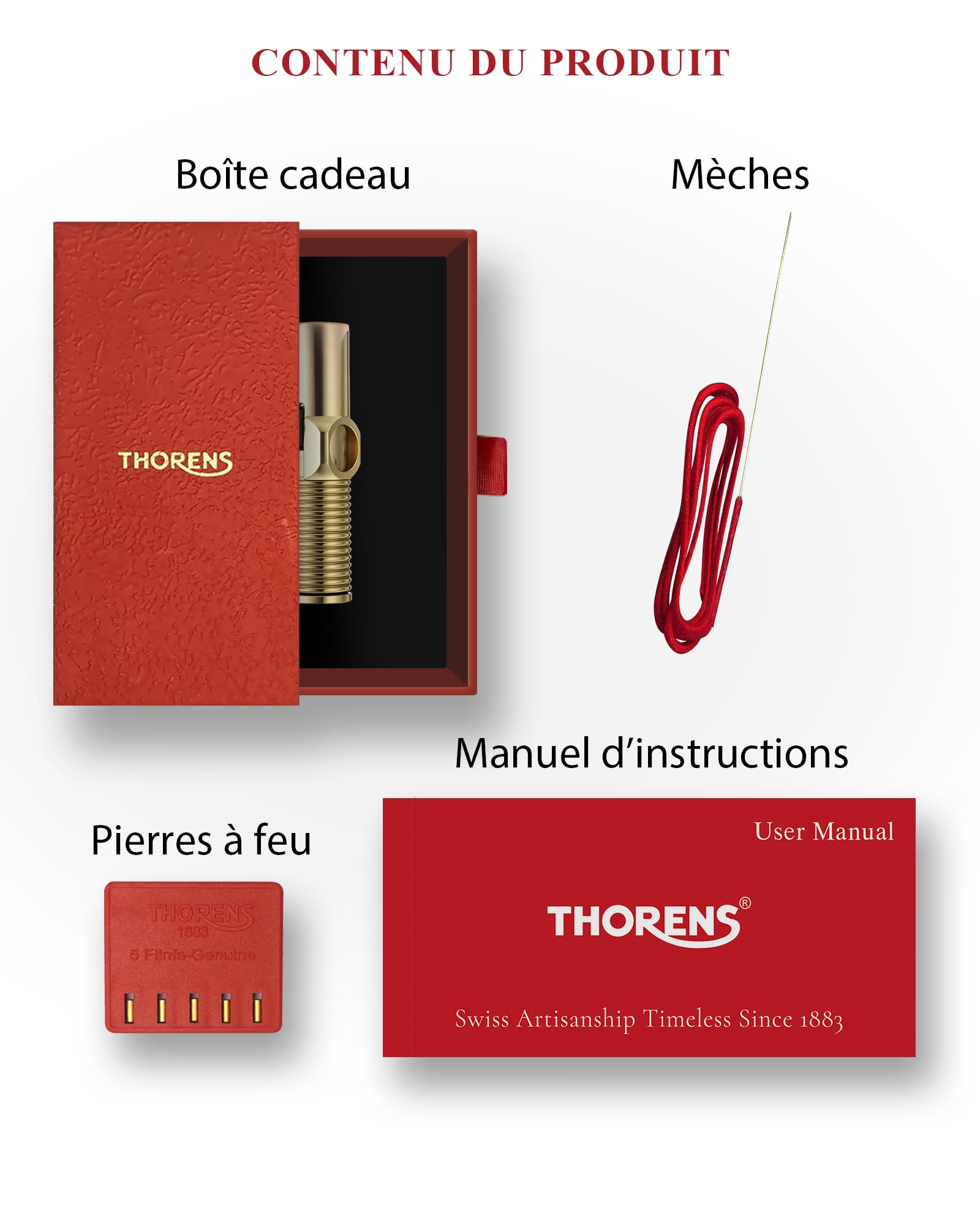 Thorens Big Screw Briquet Trench à Essence Laiton Anti-Vent | Vintage, rechargeable, flamme douce, double flamme, télescopique, molette, camping, cadeau homme unique
