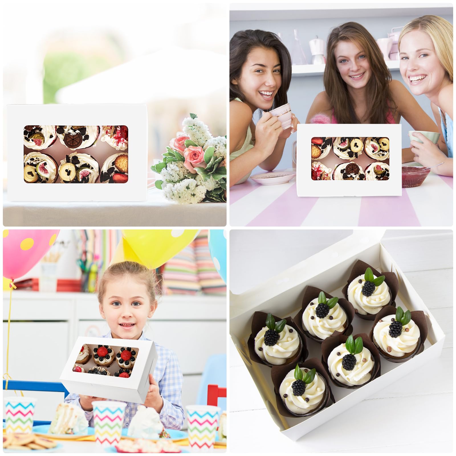 Vordas - 6 scatole per cupcake con finestra, 12 pezzi, 6 fori con