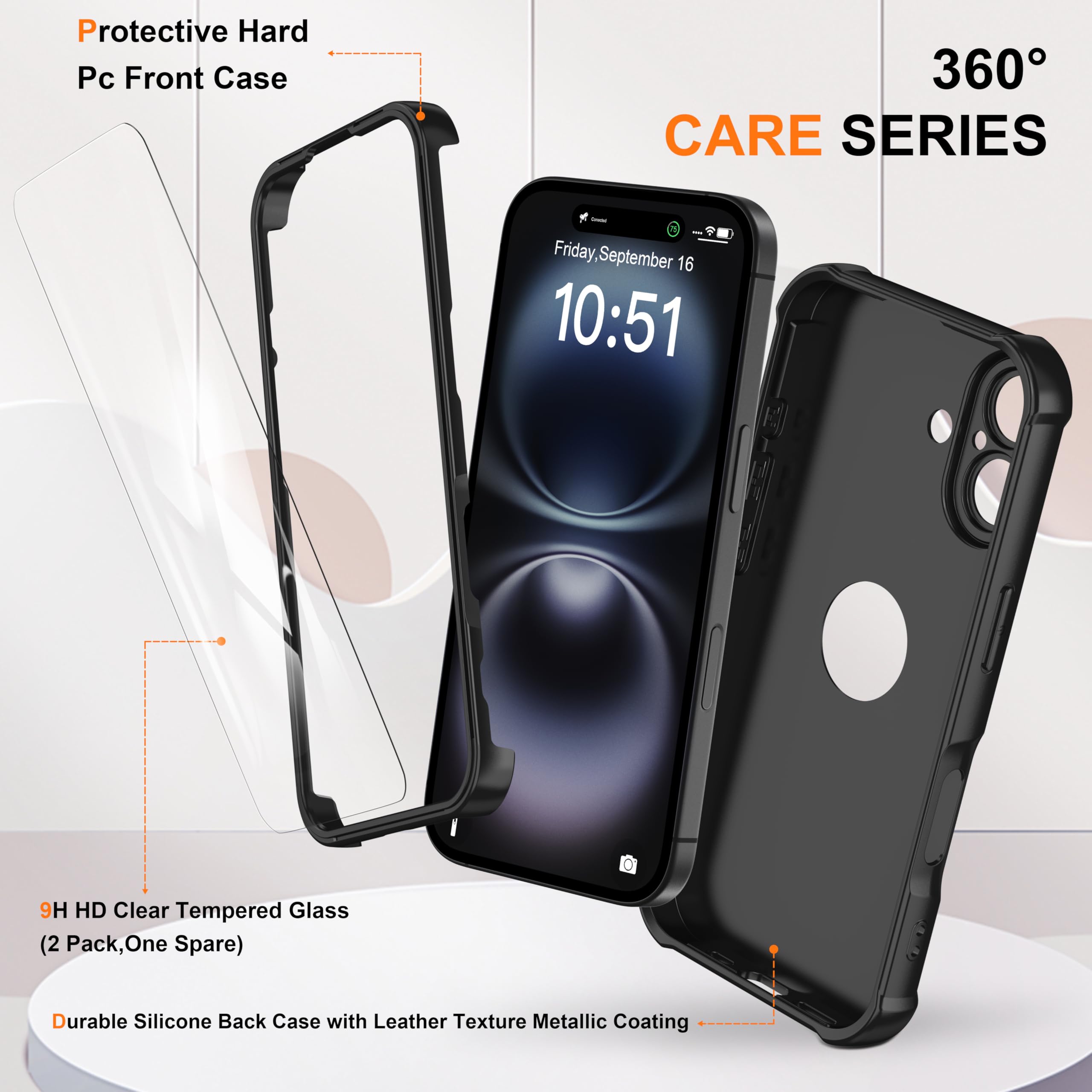 Coque IPhone 16 Pro Transparente Avec 2 Verres Trempés + Protection Caméra - Compatible MagSafe, Anti-choc, Anti-jaunissement