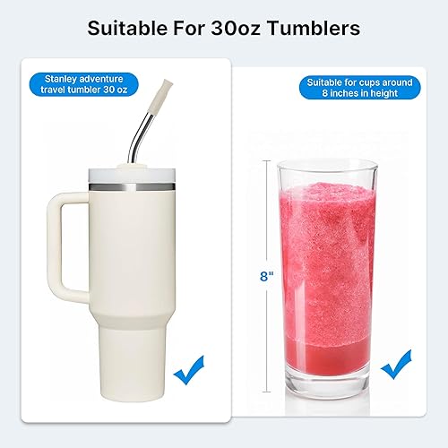 Miniatura 30 de Metal Straw with Silicone Tip for 40oz Stanley Cup, 2 Pcs Stainless Steel Straws Replacement for Stanley 40 oz Adventure Quencher Travel Tumbler