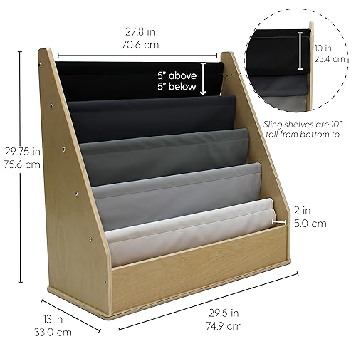 Miniatura 14 de Factory Direct Partners 13132-NT - Soporte de exhibición para libros de abedul, 5 estantes para libros y revistas infantiles para dormitorio, sala