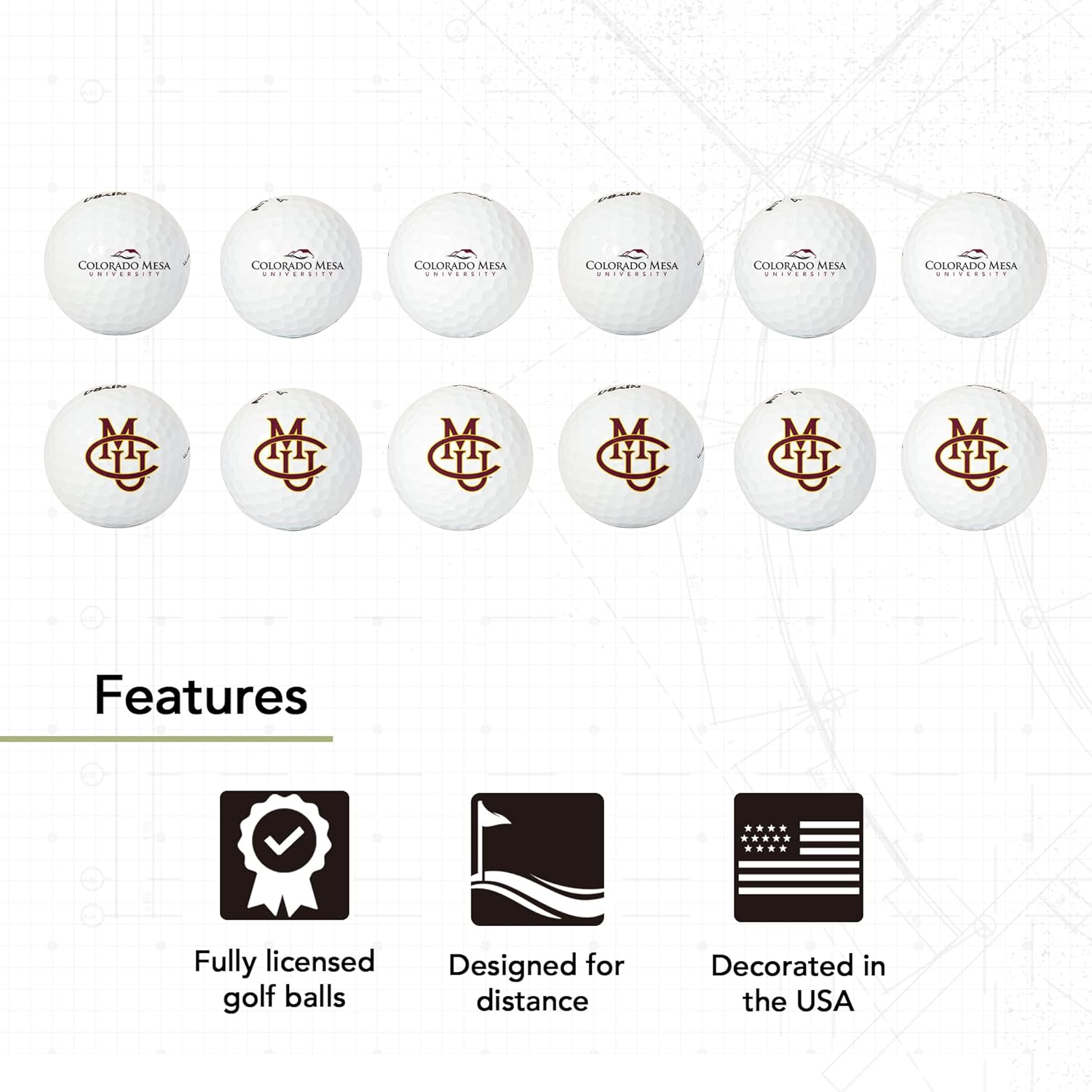Desert Cactus Colorado Mesa University Golf Balls 12 Pack – CMU Mavericks Full Color Dozen – Officially Licensed Sport Team Accessory