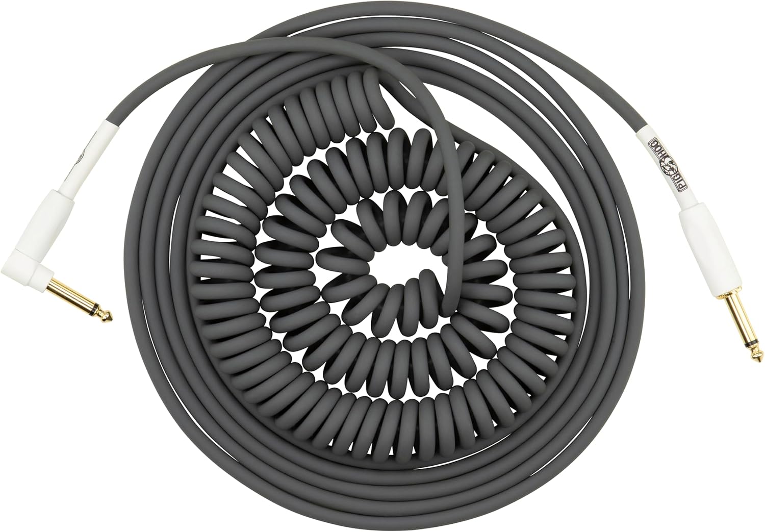 Pig Hog PHCC30GR Half Coil Instrument Cable 30ft, Charcoal Grey