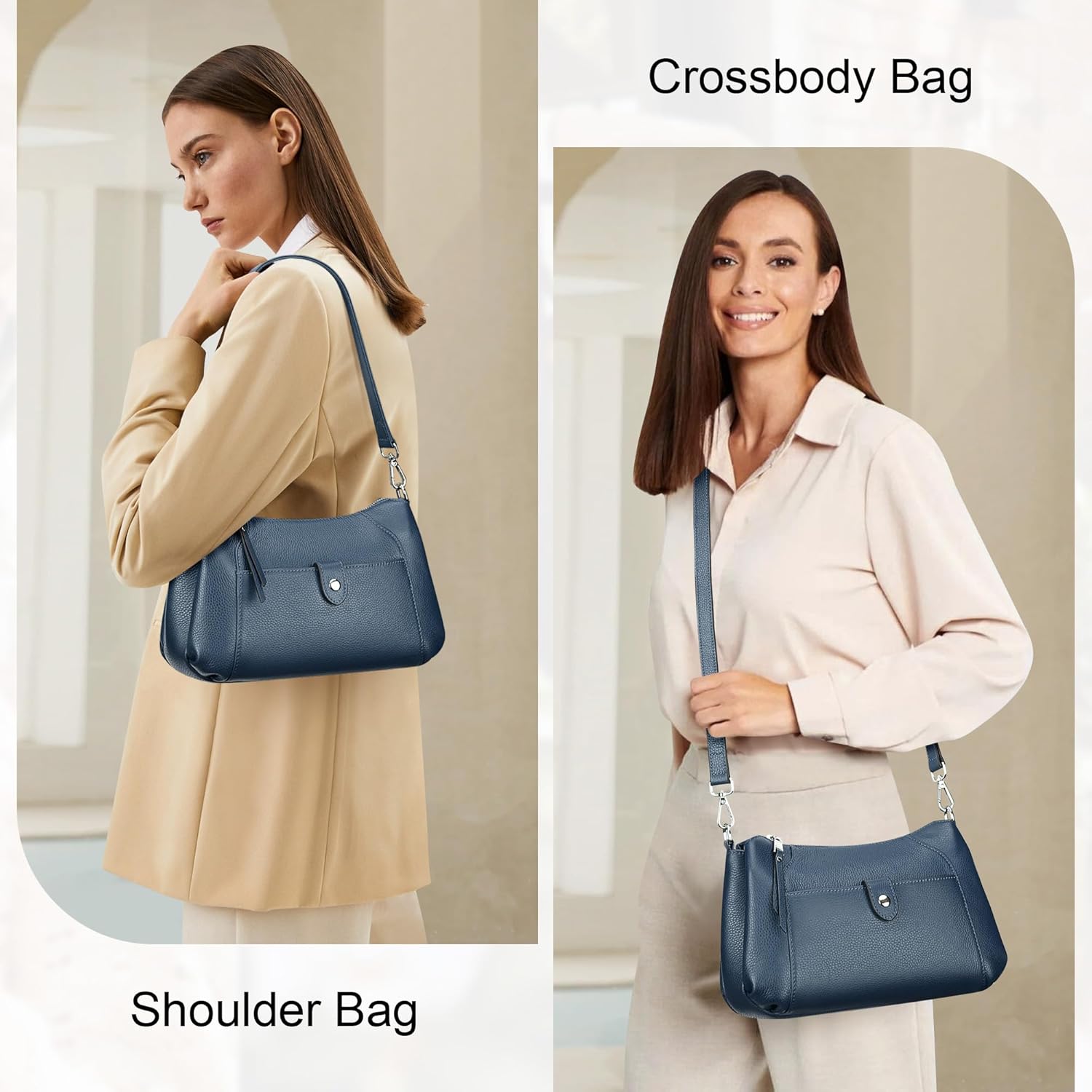 Over Earth Genuine Leather Small Hobo Crossbody Bags for Women Shoulder Purses and Handbags - Image 2