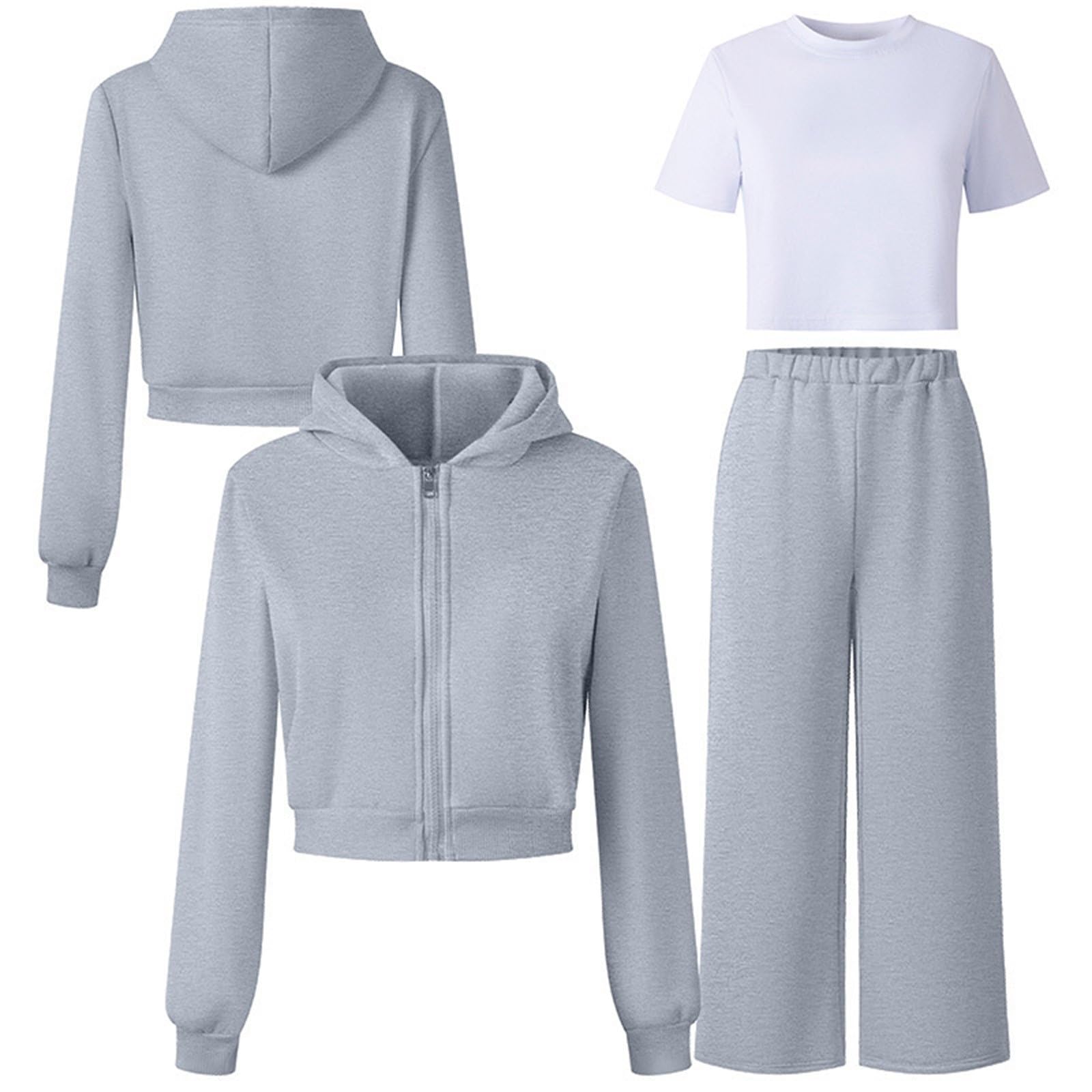WWricotta Tuta da ginnastica in pile con cappuccio da 2 pezzi per bambine, morbida e comoda, con maglia a maniche lunghe e pantaloni, per giocare e per un abbigliamento casual./A