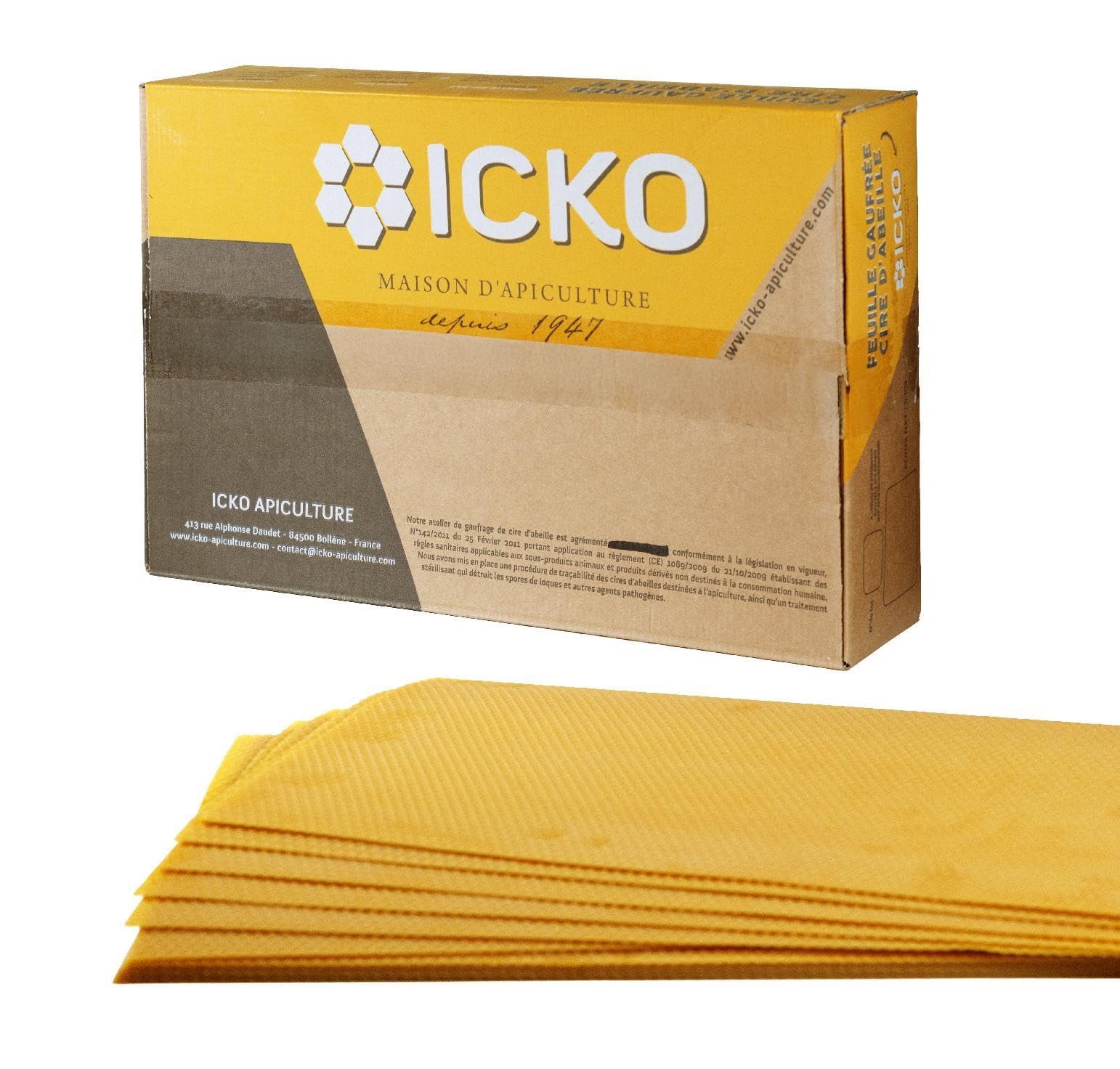 Feuilles de Cire gaufrée en Cire d'abeille Pure pour Cadres de Corps DB - Format 40x25 cm - Feuilles travaillées à Froid pour l'apiculture - à Fixer sur Cadres avec Fil - Vente au kil