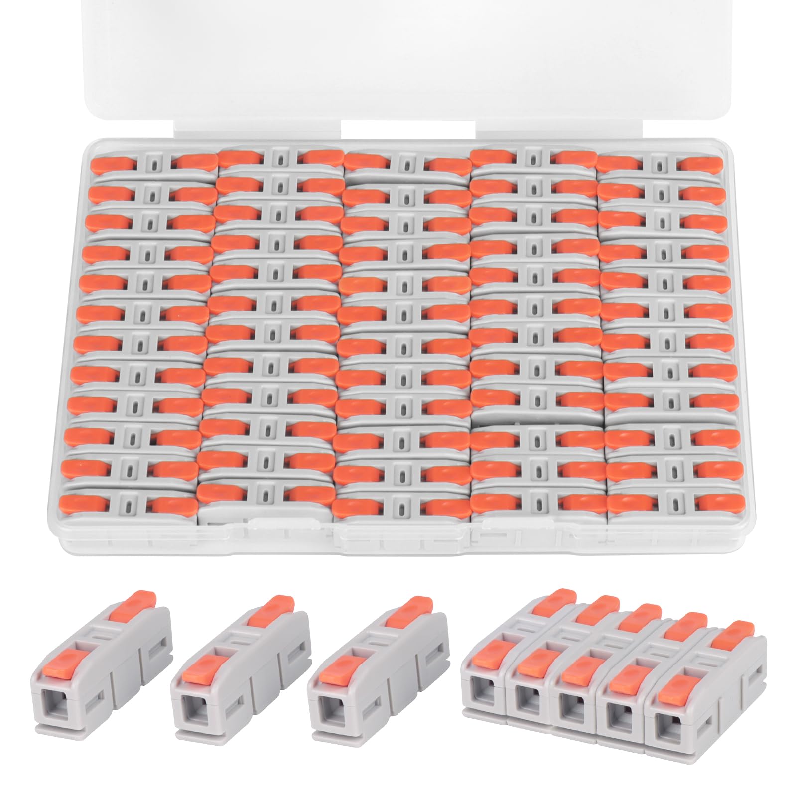 60PCS AVARBUVO Lever Wire Connectors, Mini Quick Connectors Push-in, 1 in 1 Out Electrical Wire Butt Splice Inline Terminals, 24-12 AWG