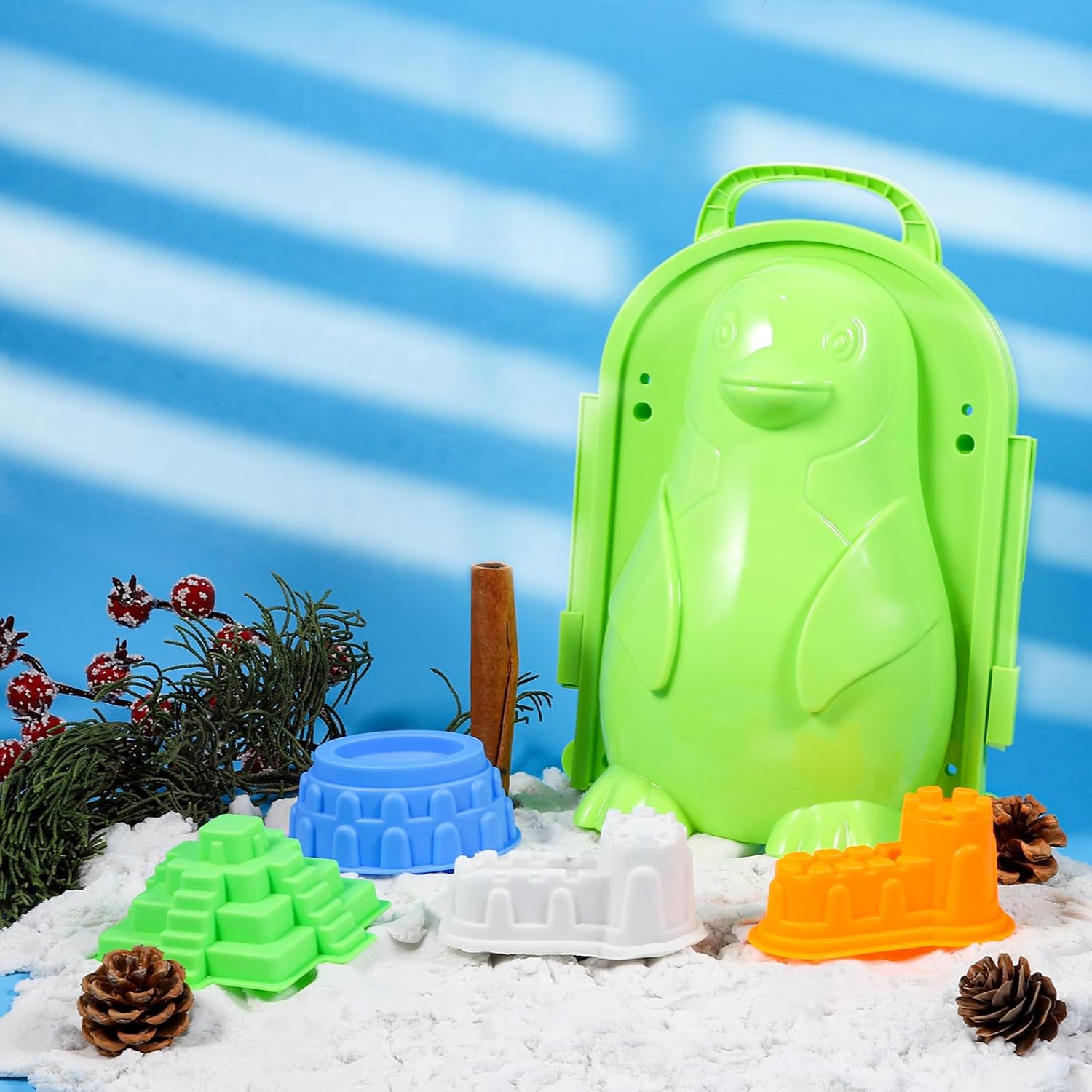 Snowball Makers Kit for Kids, 13 Pcs Winter Snow Toys with Duck & Penguin, Snowman Molds, Carry Bag, Outdoor Snow Sand Castle Building Toys for Toddlers & Children