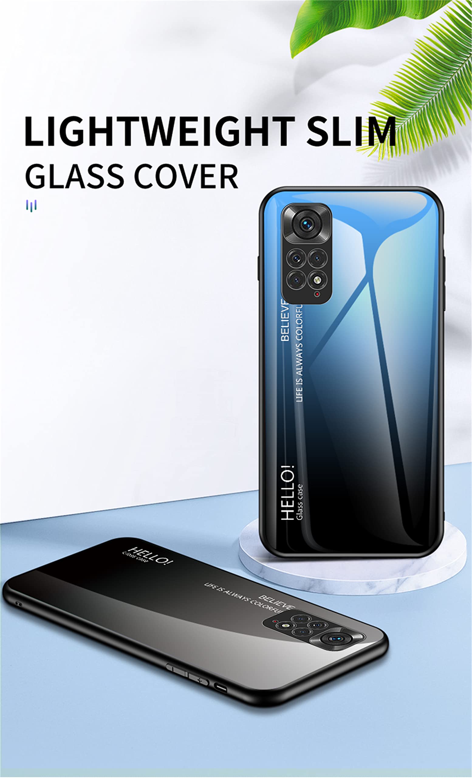 SHIEID Custodia Per Xiaomi Redmi Note 11 4G - Effetto Vetro Sfumato Giallo - Cover Sottile Con Dorso In Vetro Temperato E Bordo TPU Morbido