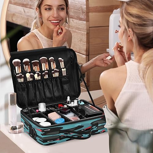 Miniatura 7 de Duck Turquoise makeup bag travel cosmetic case make up travel bag toiletry bag with compartments portable makeup bag opens flat bolso de maquillaje