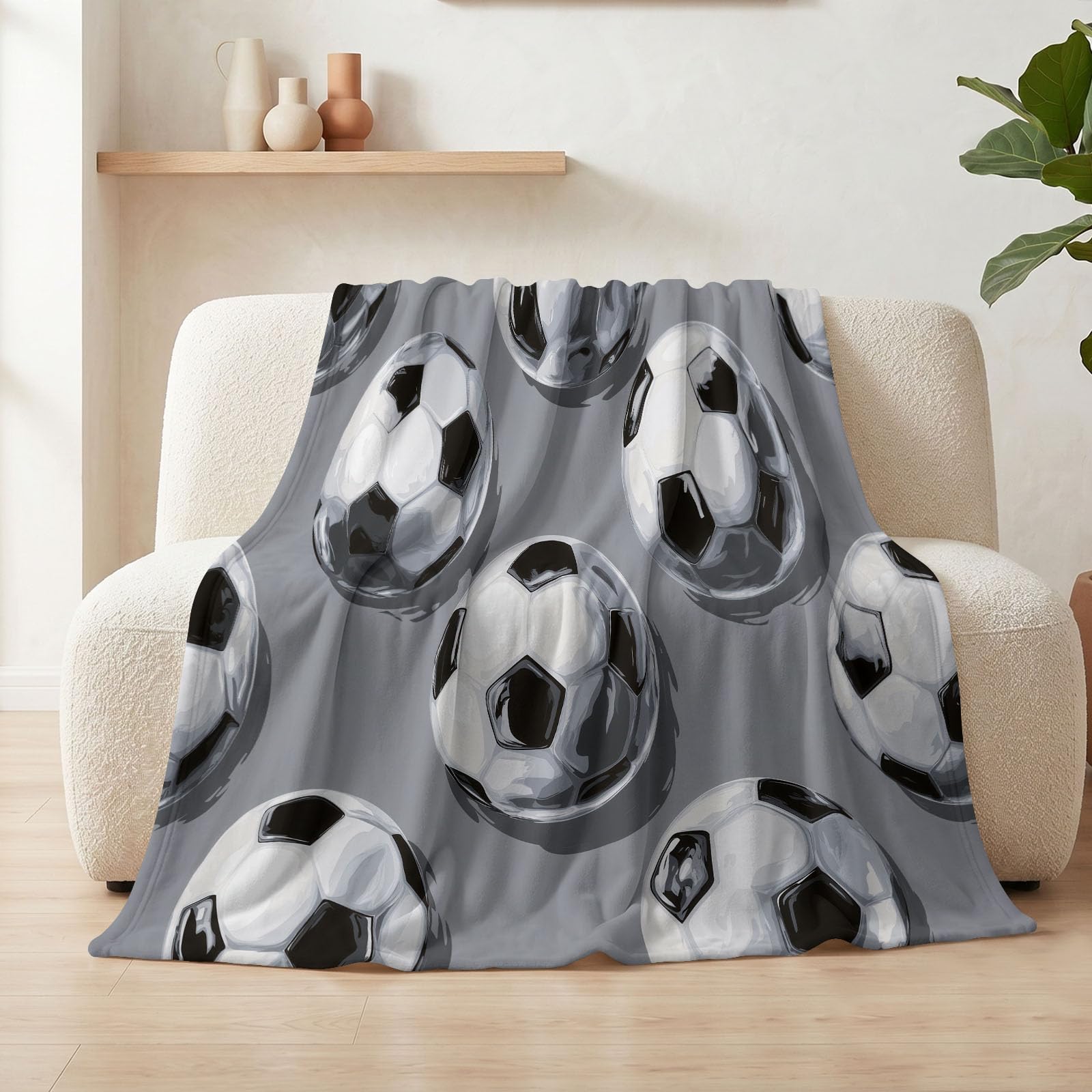Koc 3D nowoczesny, 150 x 200 cm, miękki, na sofę, łóżko, flanelowy, narzuta