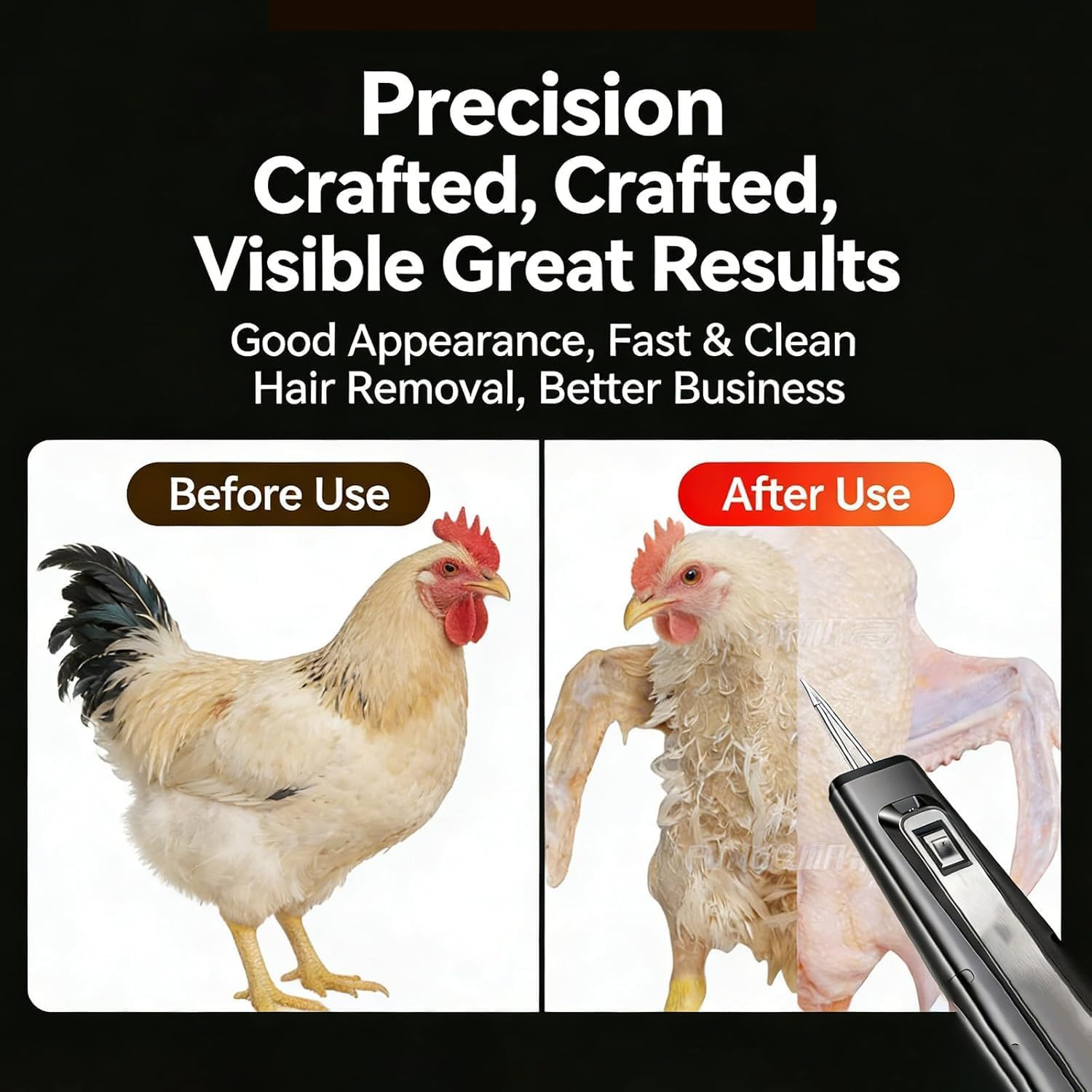 Máquina eléctrica para despelar aves de corral, herramienta de desplumado automático con interruptor impermeable y luz para pollo, ganso, pato, pavo y otras aves de corral