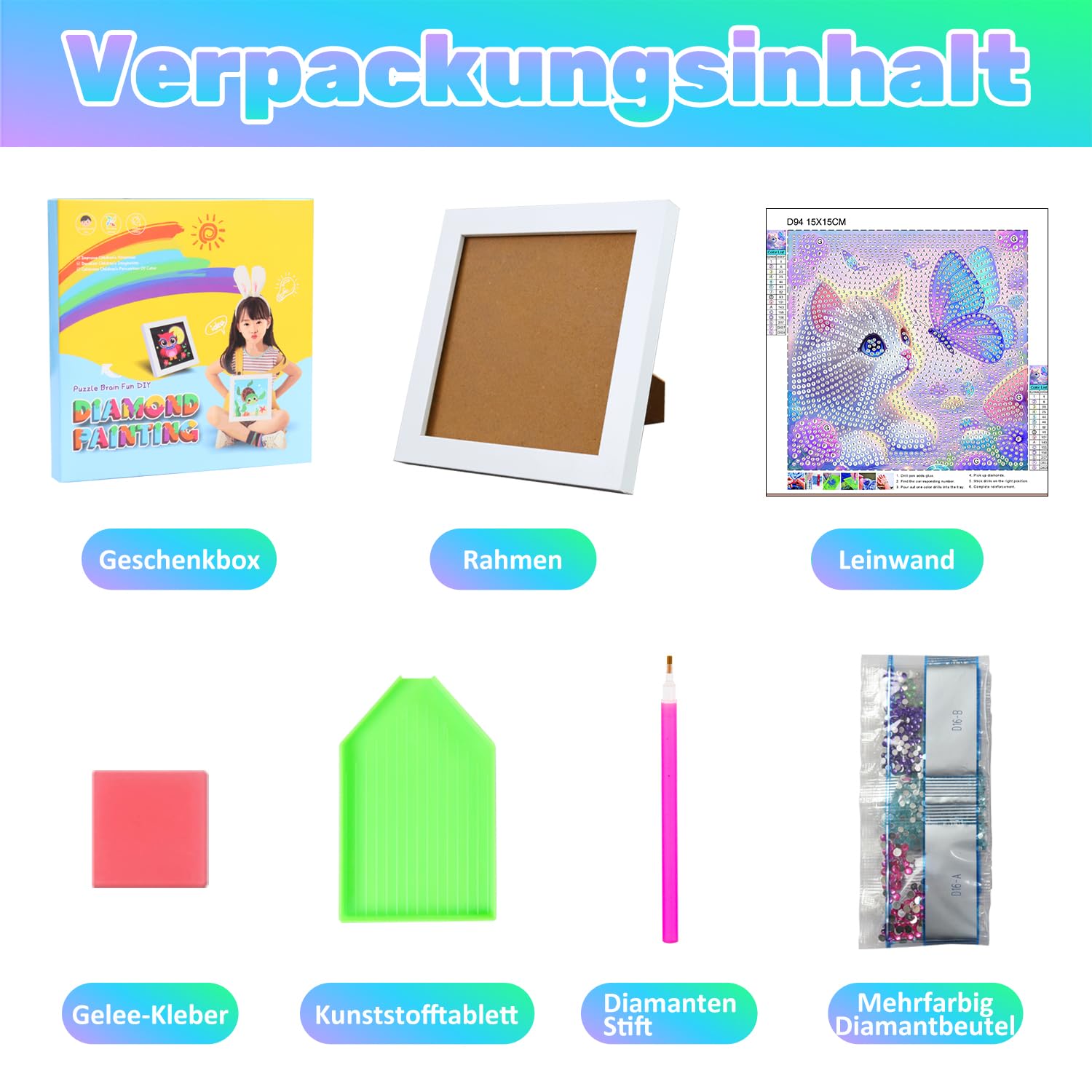 Rairsky 5D Diamond Painting Katze, DIY Diamant Painting Set Katze mit Holzrahmen, 18x18 cm Diamond Painting Kinder Mädchen Arts Craft Diamant Painting Kinder Set für Home Wand Decor Kinder Erwachsene Rairsky 5D Diamond Painting Katze, DIY Diamant Painting Set Katze mit Holzrahmen, 18x18 cm Diamond Painting Kinder Mädchen Arts Craft Diamant Painting Kinder Set für Home Wand Decor Kinder Erwachsene