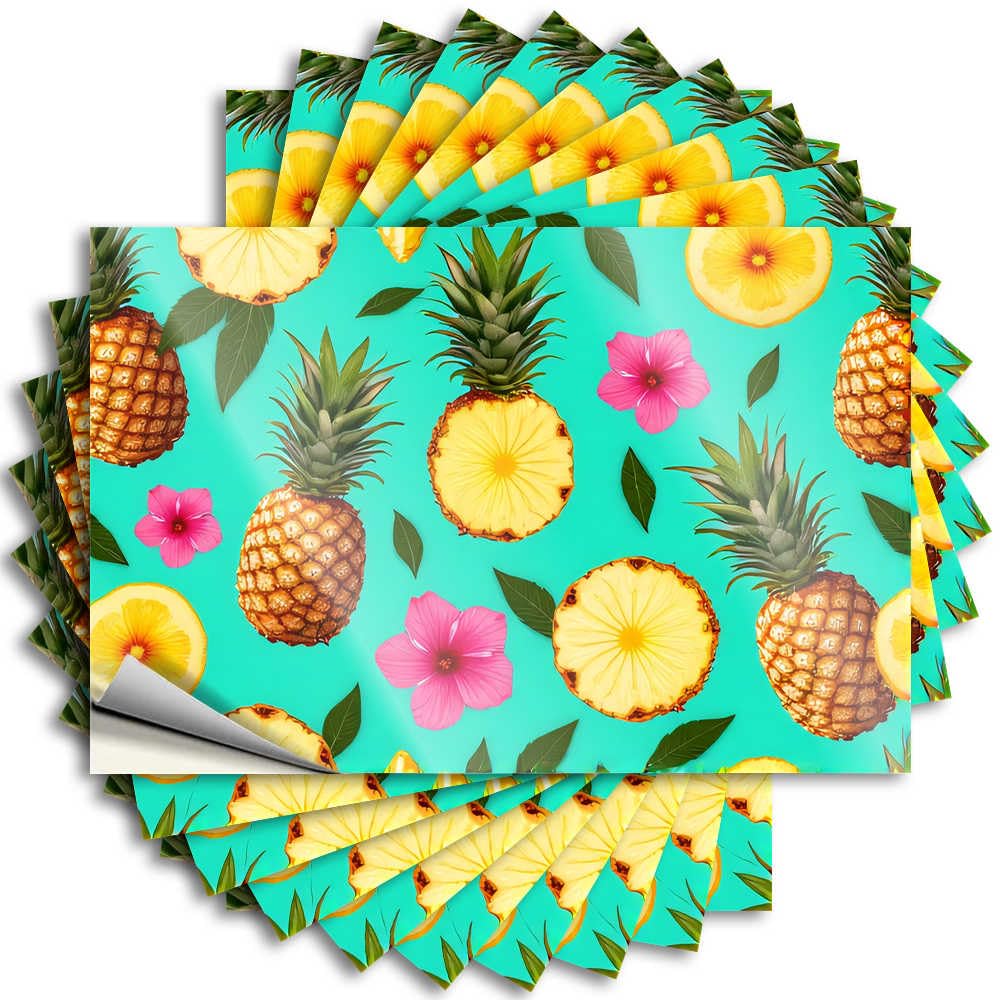 Fzfn Colour Tiki Bar Decorations, Saying Football Door Summer Tropical Pineapple And Flower Pattern | Crazy Waterproof Vinyl Stickers(8X12cm)