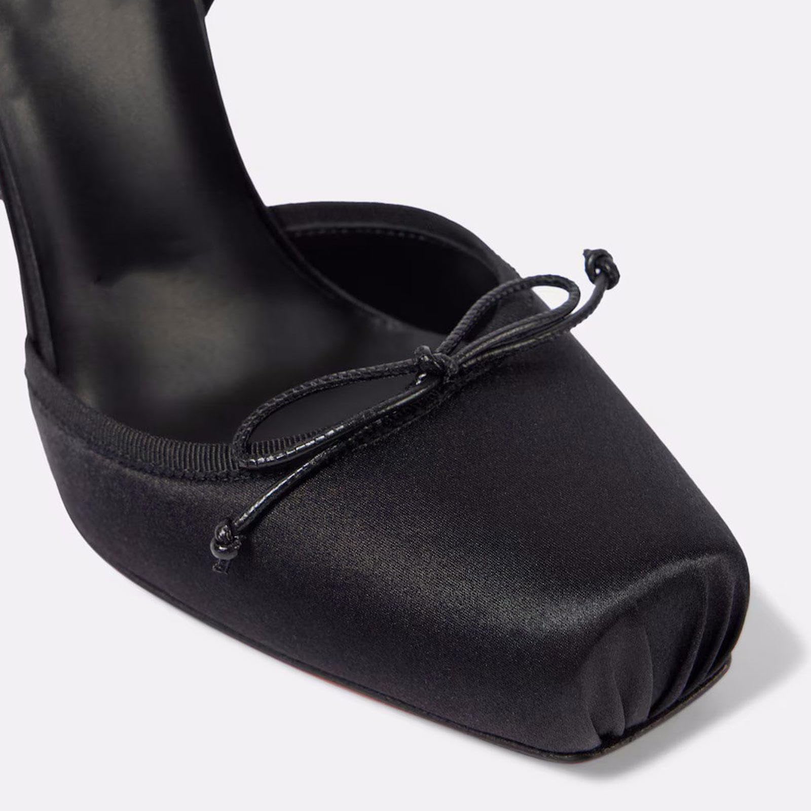 Talons Hauts Femmes Satin Escarpins Slingback Stiletto Sandales Soirée 9cm, Black-36