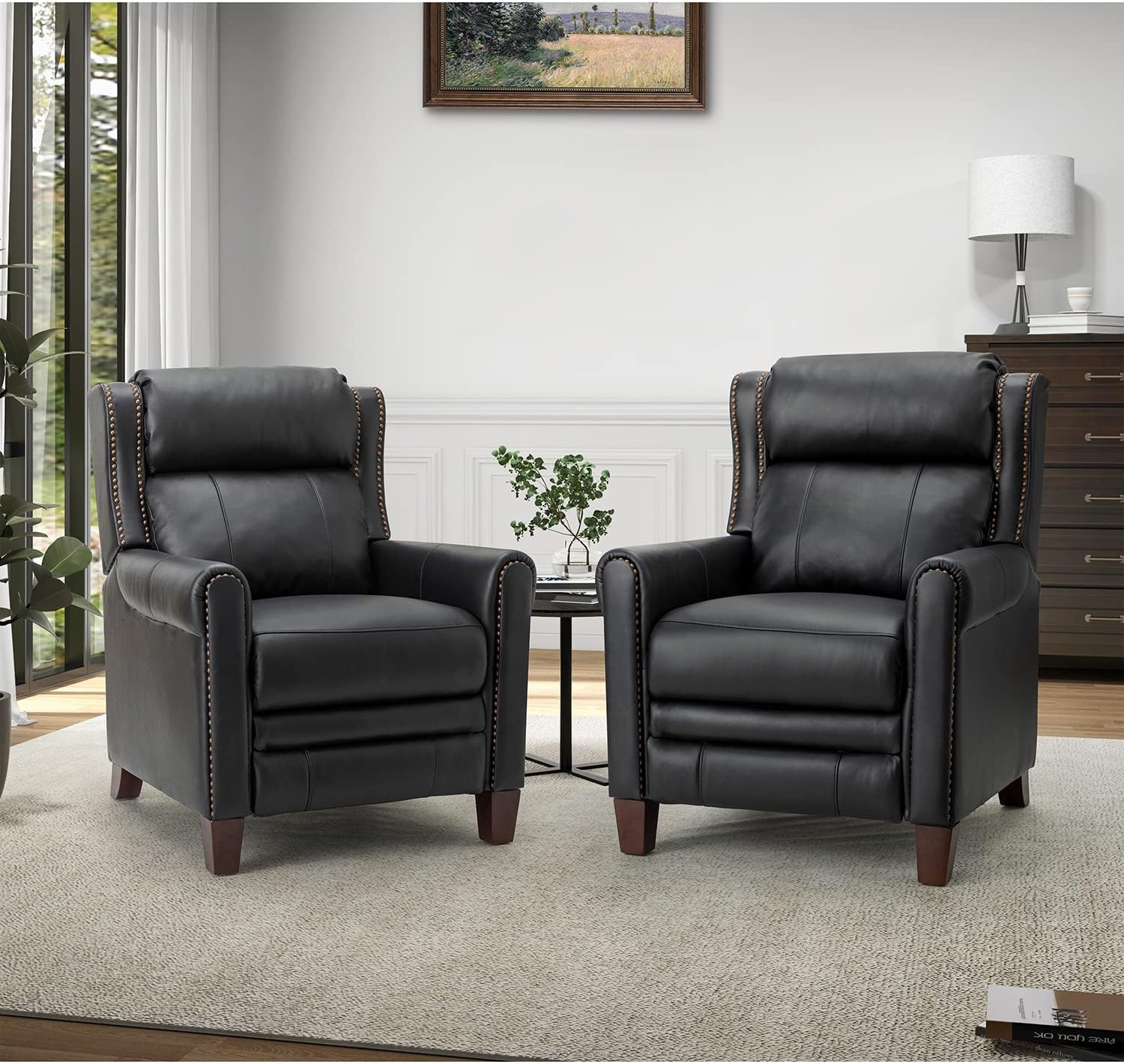 Amazon.com: HULALA HOME Genuine Leather Recliners Set of 2 with ...