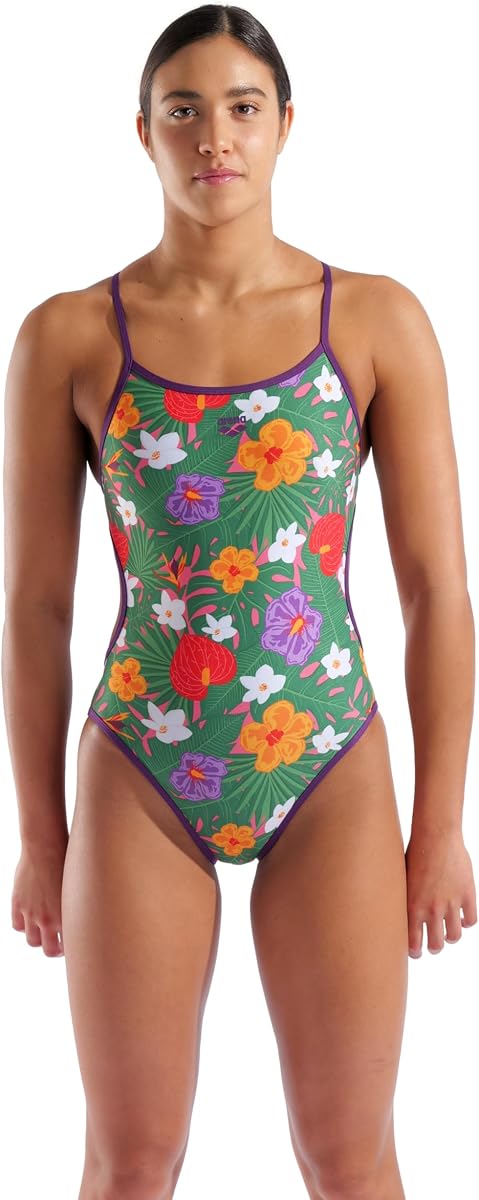 Arena Women's Arena Performance Women's Allover Reversible Challenge Back Swimsuit Pool Bathing Suit