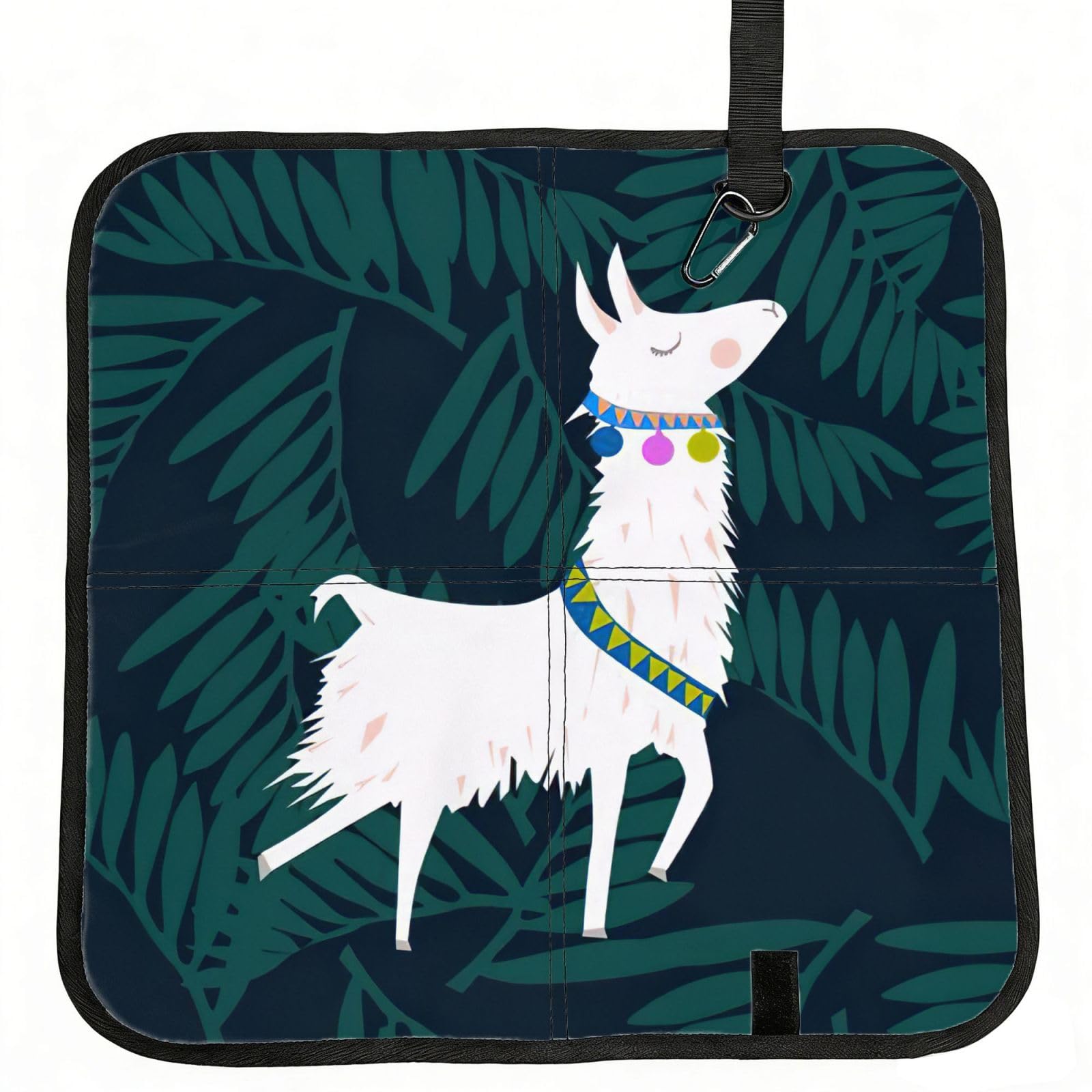 bghdfa Alpaca Llama Print Outdoor Sitting Mat Waterproof Oxford Cloth Seat Cushion Folding Foam Camping Seat For Picnic