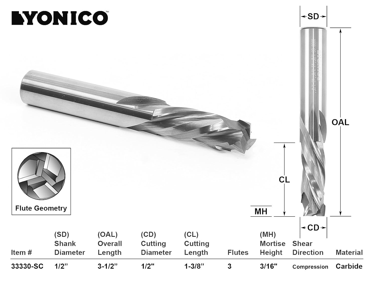 π Crazy Deals Yonico Router Bits CNC End Mill Solid Carbide Spiral 3 Flute Compression 1/2-Inch Dia. 1/2-Inch Shank 33330-SC Flash Sale Buy 1 get 1 Yonico Router Bits CNC End Mill Solid Carbide Spiral 3 Flute Compression 1/2-Inch Dia. 1/2-Inch Shank 33330-SC