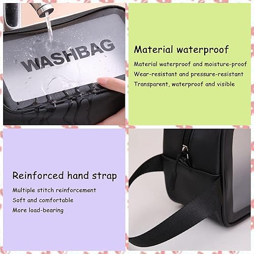 Miniatura 3 de Happy L Bolsas de viaje transparentes para artículos de tocador, 3 bolsas de cosméticos portátiles de PVC impermeables, bolsa de transporte de