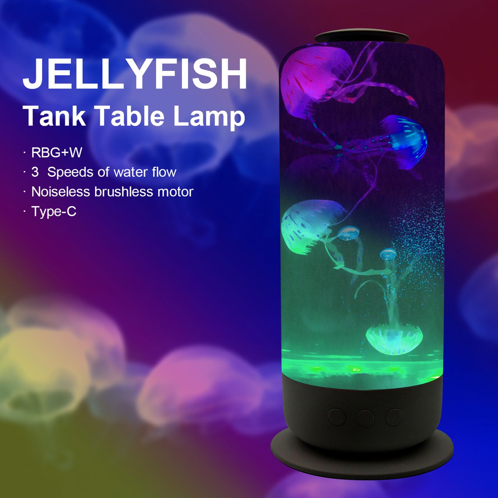 Sxhlseller Lampa Meduzów, 7 Kolorowych LED Fantasy Mood Light z 3 Prędkościami Przepływu Wody, poprawić Swój Nastrój, Cicha Lekka Lampa Akwarium do Dekoracji Domu, Mężczyźni, Kobiety i (BLACK)