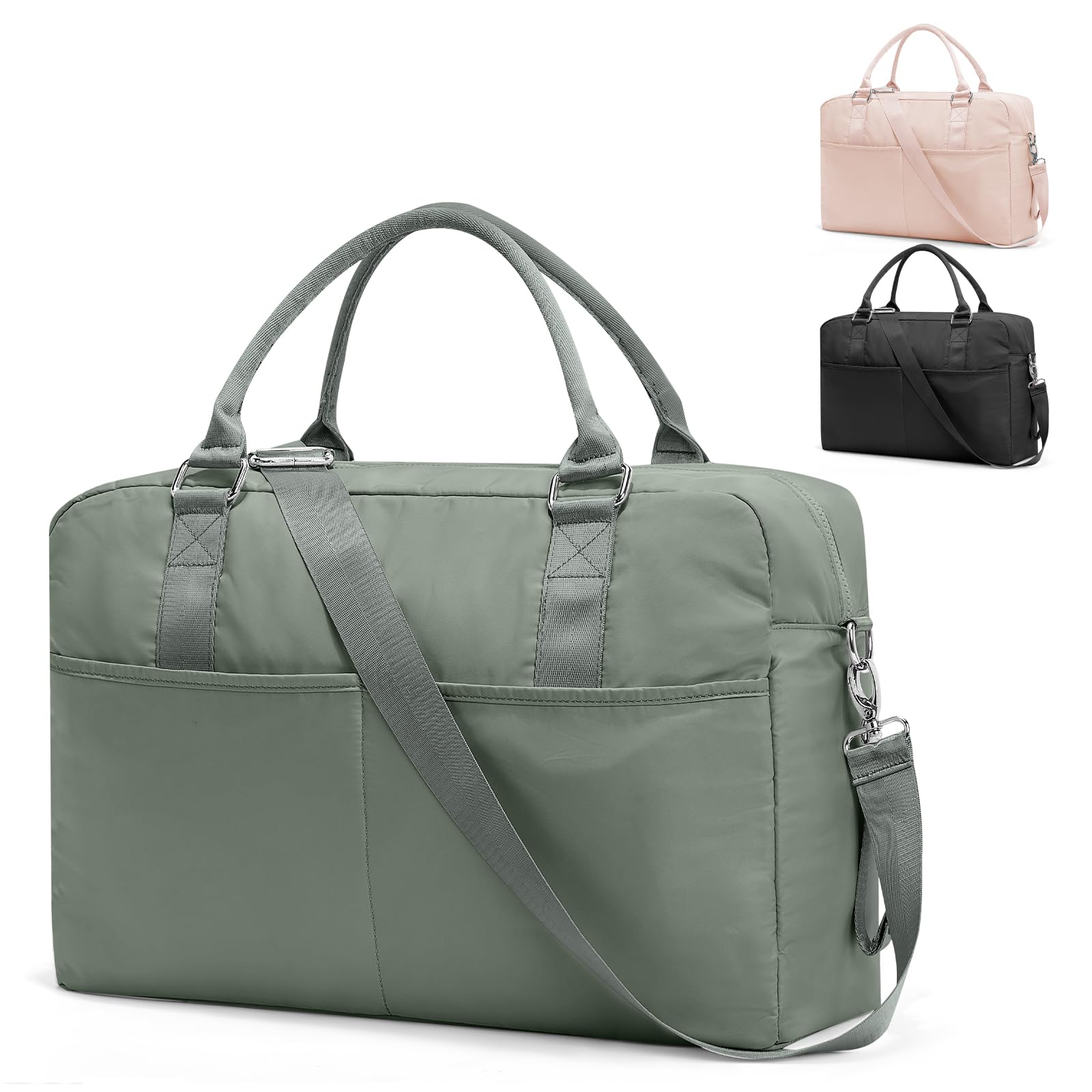 Gym Bag for Women,Travel Duffle Bag for Travel with Wet Pocket Weekender Overnight Carry On Tote Bag Luggage Bag with Trolley Sleeve Personal Item Travel Bag Hospital Diaper Bag Green