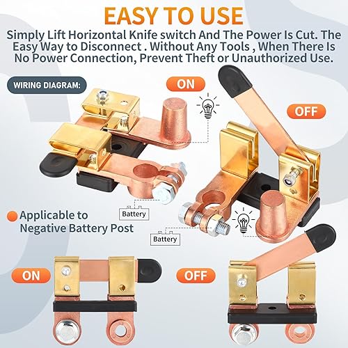 Miniatura 5 de Interruptor de desconexión de batería de 12 V 24 V vertical y lateral superior de la cuchilla interruptor maestro de la cuchilla de desconexión de