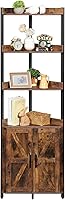 HOOBRO 5-Tier Corner Shelf Cabinet with Storage Doors & Protective Fence, Tall Bookshelf Stand for Living Room, Rustic Brown/Black BF78CJ01
