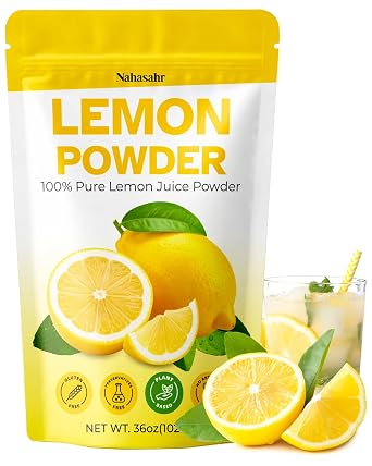 36oz Lemon Juice Powder Bulk, 100% Pure Lemon Powder for Water, Baking | Fresh Squeeze Citrus Powder for Cooking, No Sugar, No Additives, Fast Dissolving, Value Family Size Resealable Pouch