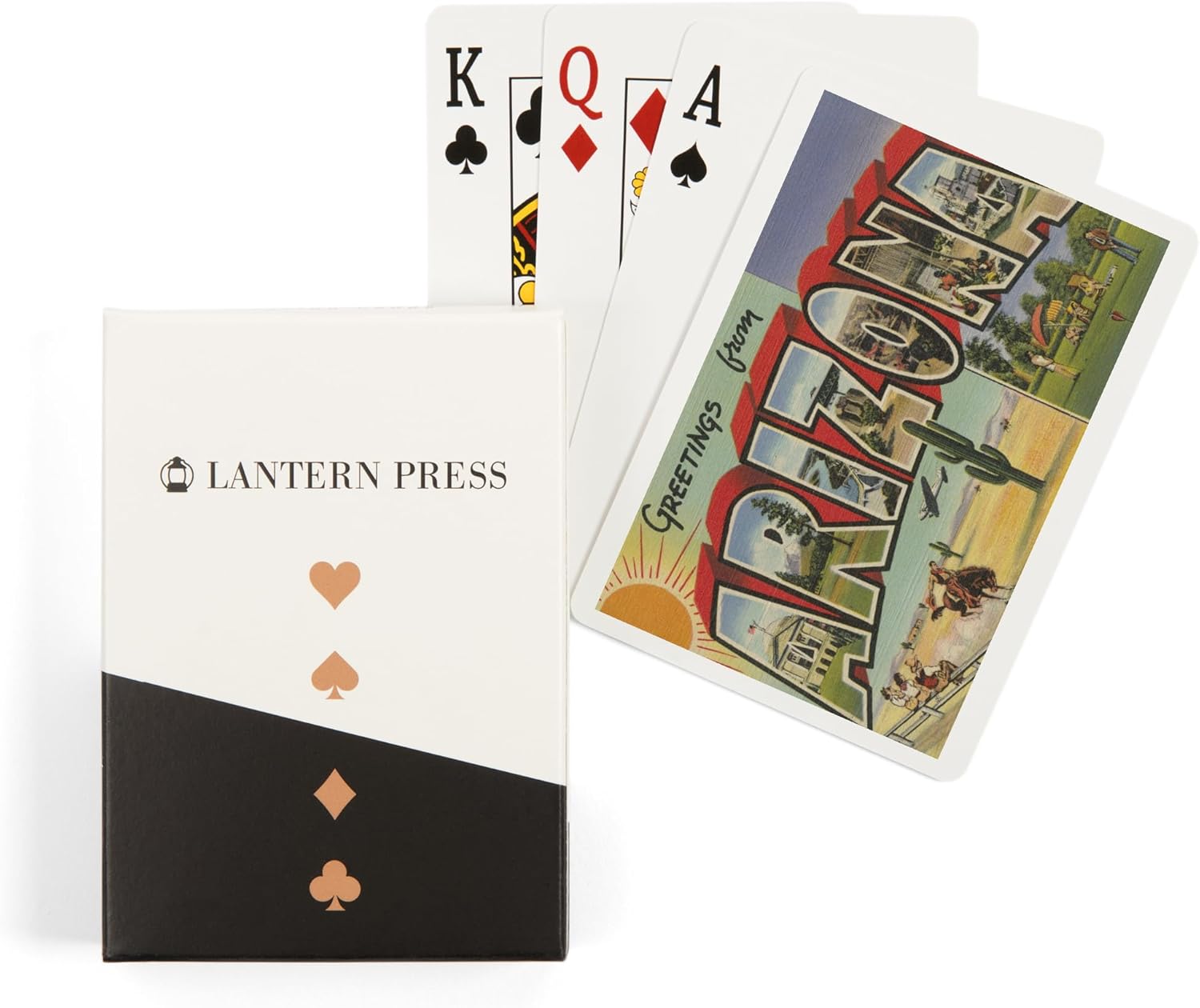 Lantern Press Greetings from Arizona (Sun), Vintage Halftone, 52 Playing Cards for Adults, Poker Size Card Deck