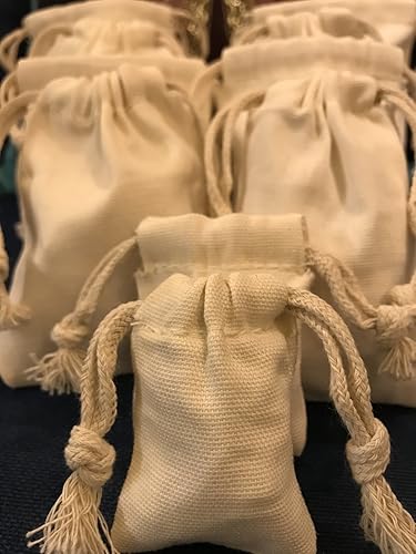 Miniatura 4 de Bolsas de muselina de lona de algodón con doble cordón (color natural), paquete de 25 unidades, Natural