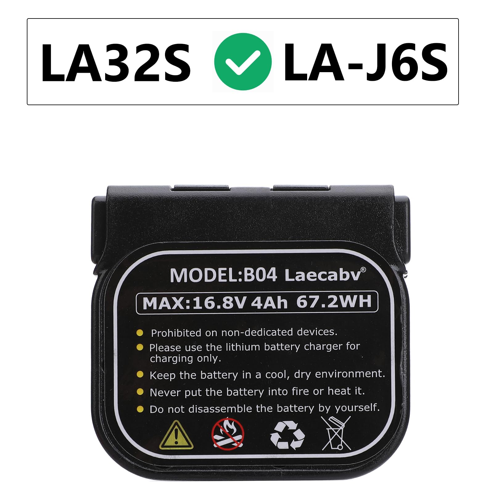Laecabv Batteria per Forbici Potatura Elettriche, B04 1Pcs Batteria ricaricabile agli ioni di litio 16.8V 4Ah 67.2Wh