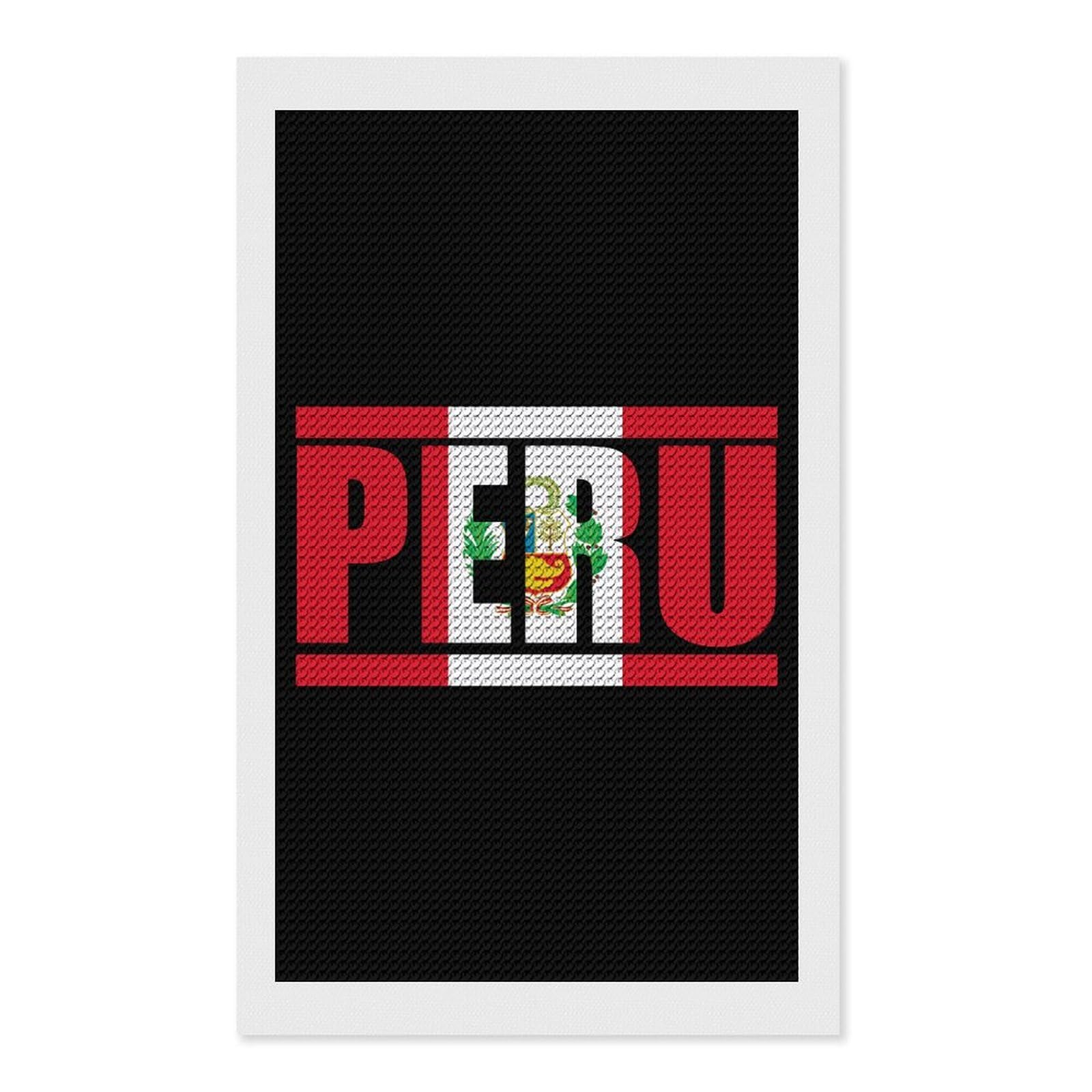 Nclqvjxzkhw Style Flag Of Peru Diamond Art Painting For Adult Round Diamonds Pictures Arts Crafts Home Wall Decor 12"X20"