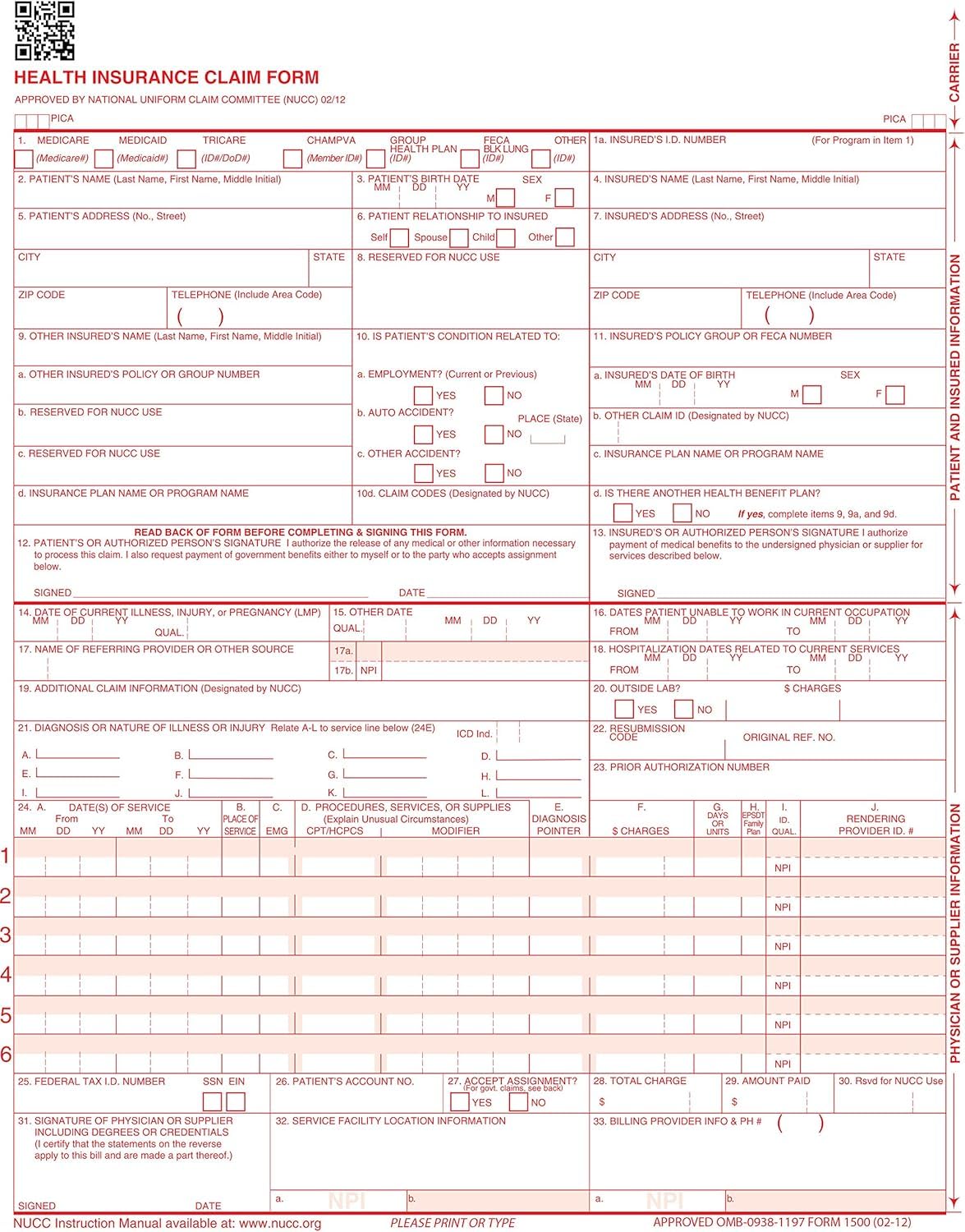 CMS 1500 Claim Forms 